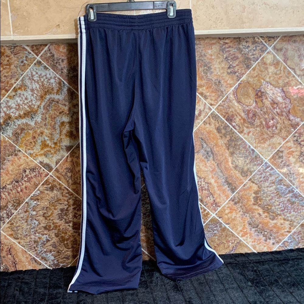 VINTAGE Y2K Adidas Men's Wide-Leg 3-Stripe Track Pants Navy Size Medium - Picture 3 of 11